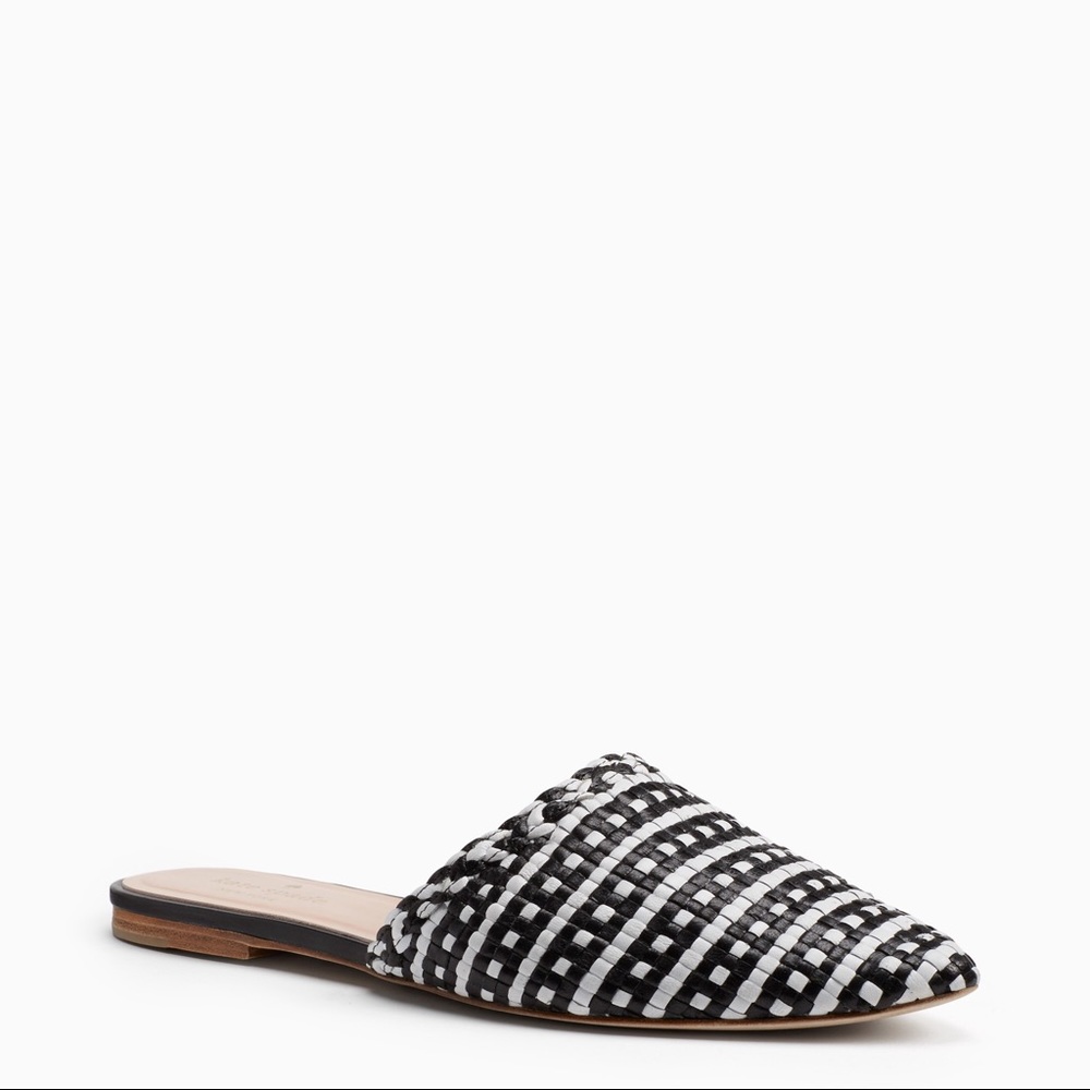 Kate Spade Mariel 9.5 black and white mules